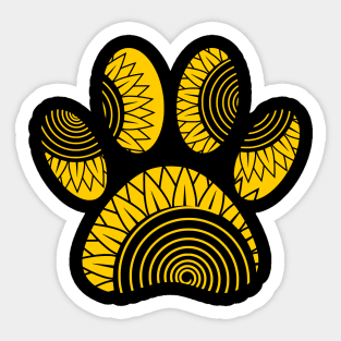Yellow Sunflower Dog Paw Print Sticker